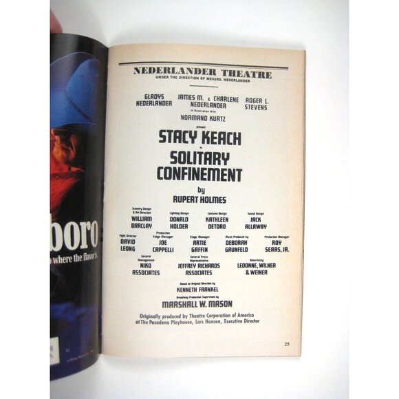 Solitary Confinement Playbill Rupert Holmes Nederlander Theatre Stacy Keach 1992 - Picture 3 of 7